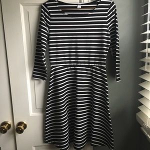 Old Navy black and white striped cotton dress